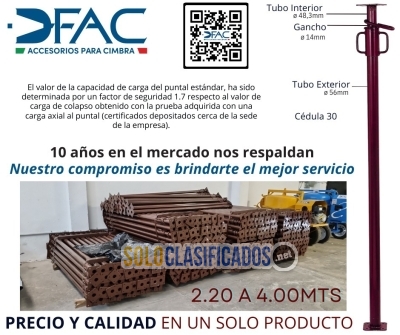 PUNTAL METALICO EXTENSIBLE DFAC DE 220 A 400CMS... 