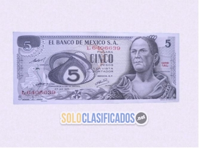 Año 1971 del billete de 5 pesos con La Corregidora y Querétaro. S... 