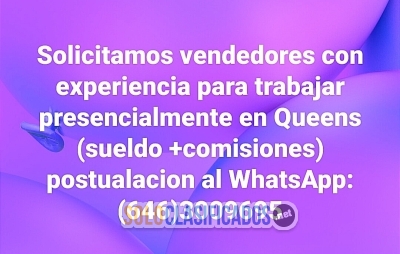 Solicitamos vendedores con experiencia para trabajar en Queens (N... 