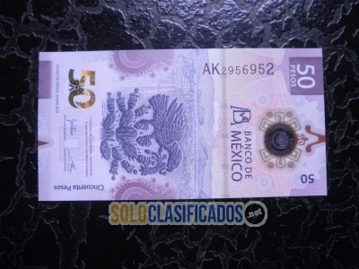 Billete de 50 pesos con el ajolote en Xochimilco al reverso. Nuev... 