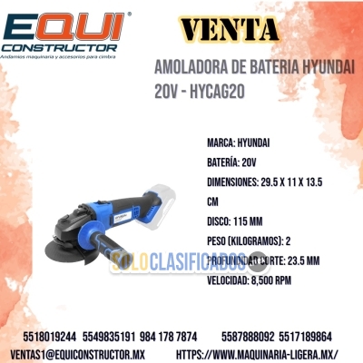 Amoladora de Batería HYCAG20 en Guanajuato... 