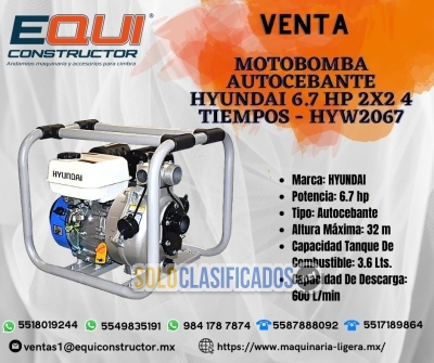 Venta Motobomba Autocebante HYW2067 en Chiapas... 