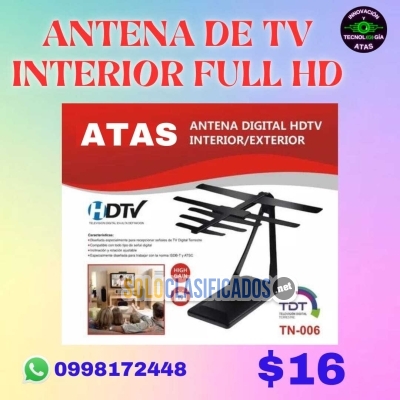 ANTENA DE TELEVISIÓN DIGITAL HD INTERIOR a $16... 