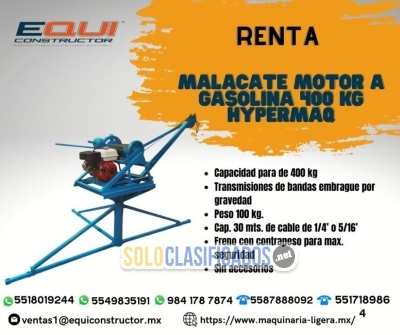 Renta Malacate Motor a Gasolina 400 kg Hypermaq... 