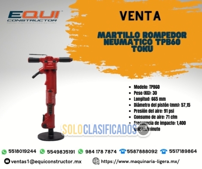 Venta Martillo Rompedor Neumático TPB60 en Cancún... 