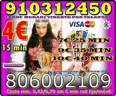 TAROT ECONÓMICO Y FIABLE PROMOCIÓN VISA  7€ 25min15€ 60min 910312... 