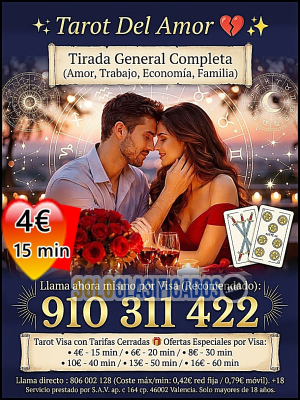TAROT VISA CERRADA DESDE 4€ / 15 MIN – RESPUESTAS REALES AL 91031...