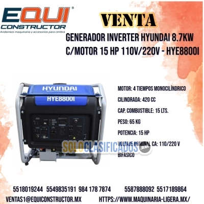 Venta Generador Inverter Hyundai HYE8800I en Guanajuato... 