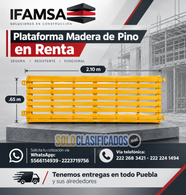 PLATAFORMAS PARA ANDAMIO 60MX210M EN RENTA...