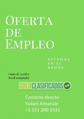 Empleo disponible en New York llama hoy... 