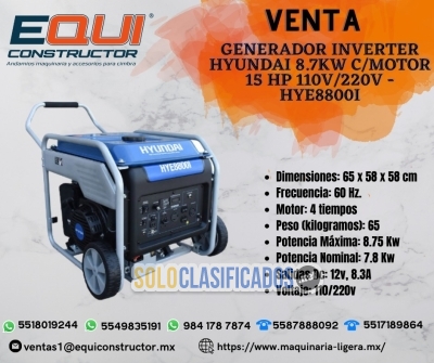 Venta Generador Inverter Hyundai 87 kw en Sonora... 