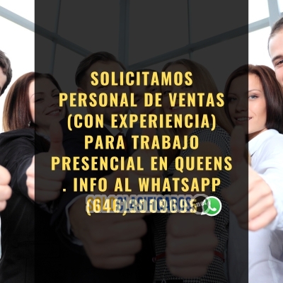 Solicitamos vendedores con experiencia para trabajar en Queens... 