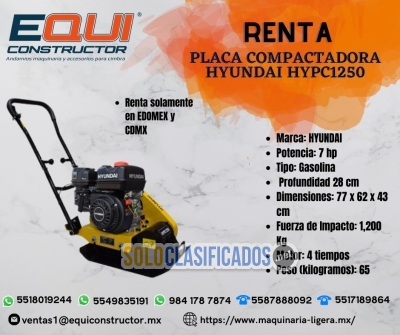 Renta Placa Compactadora Hyundai HYPC1250 en Hidalgo... 