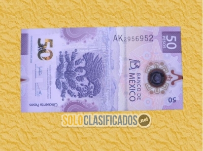 El ajolote presente en este billete de 50 pesos morado. Nuevo... 