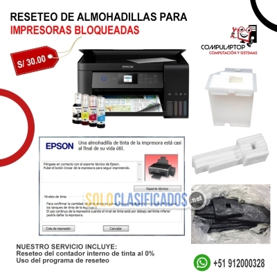 Reseteo de almohadillas para Impresoras (Chincha alta)... 