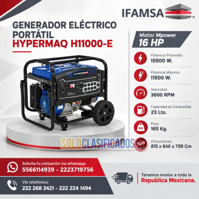 GENERADOR ELÉCTRICO PORTÁTIL HYPERMAQ H11000-E...