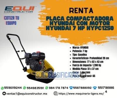 Renta de Placa Compactadora Hyundai con Motor Hyundai... 