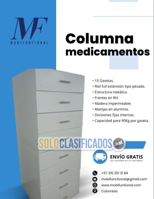 Torre y columna medica para almacenar liquidos e insumos medicos... 