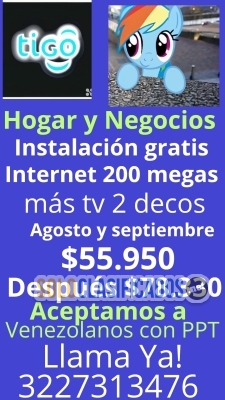 Tigo internet 500 megas instalación gratis...