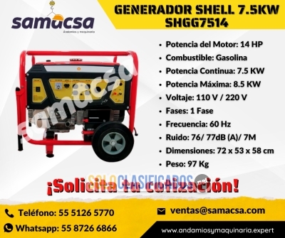 Solo Clasificados - Generador Shell 7.5 kW – Potencia y Rendimiento Garantizados - imagen: 1