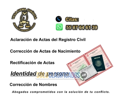 CORRECCIÓN DE NOMBRES ACLARACIÓN O RECTIFICACIÓN DE ACTAS IDENTID... 