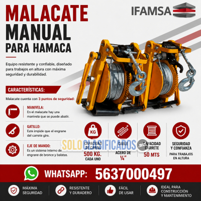 Malacate Manual Para Hamaca...