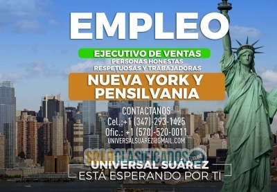 PRESTIGIOSA EMPRESA BUSCA PERSONAS PARA TRABAJAR EN  NEW YORK... 