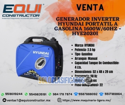 Venta Generador Portátil a Gasolina HYE2020I en Nuevo León... 