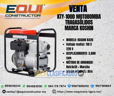 Venta KTY100D Motobomba Tragasolidos en Morelos... 