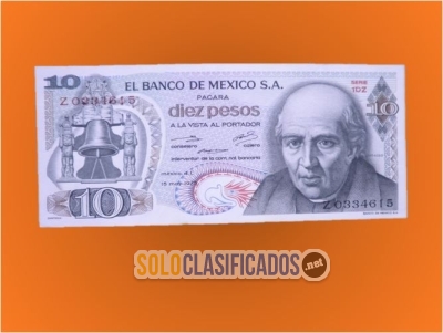 Billete coleccionable de 10 pesos de Miguel Hidalgo 1975. Nuevo... 