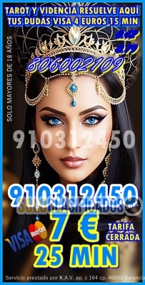 TAROT ECONOMICO VISA ☎  910312450 VISA desde 4 € 15 min 806002109... 