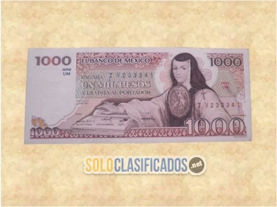 Billete de Sor Juana de Asbaje de 1000 pesos y marca de agua con ... 