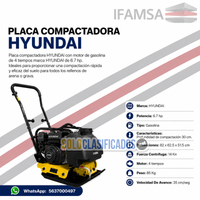 PLACA COMPACTADORA AMARILLA HYUNDAI IFAMSA PUEBLA...