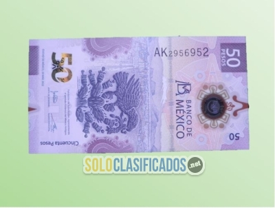 El ajolote mexicano posando en este billete de 50 pesos Sin circu... 