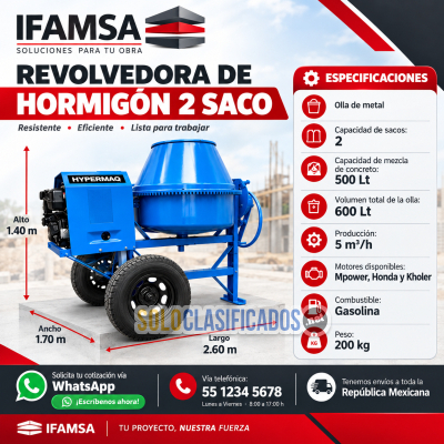 REVOLVEDORA DE HORMIGÓN 2 SACO HM...
