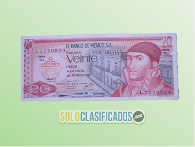 Billete de 20 pesos con el busto de Morelos al frente. Sin circul... 