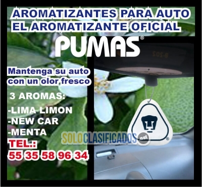 TARJETAS AROMATIZANTES  PARA AUTO OFICIAL DE LOS PUMAS... 