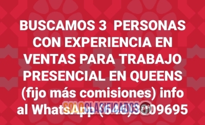 Solicito personal con experiencia en comercio para trabajo en Que... 