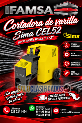 Solo Clasificados - Cortadora Electromecánica de Varilla CIPSA by SIMA CEL52 – Capacidad Máxima 1 1/2