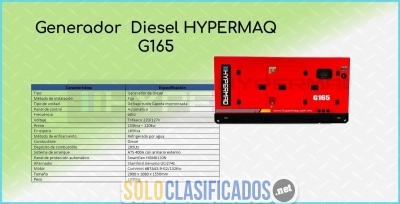 Solo Clasificados - GENERADOR DIESEL HYPERMAQ  G165 KVA EN IFAMSA - imagen: 1