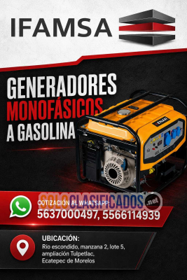 Generadores monofásicos a gasolina...