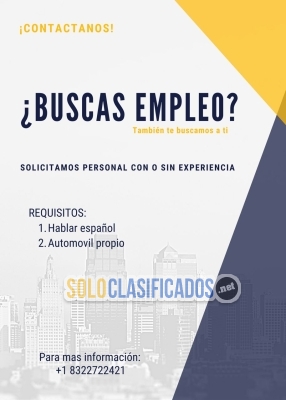 REQUERIMOS PERSONAL HOUSTON  Vacantes Disponibles06... 