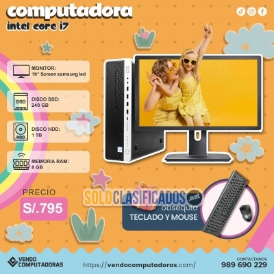 Solo Clasificados - TU NUEVA PC INTEL I7 COMPLETA Y LISTA PARA USAR ¡CONTACTA YA! - imagen: 3