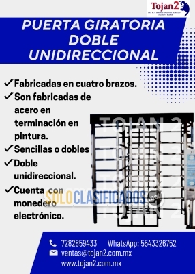 Solo Clasificados - PUERTA GIRATORIA DOBLE UNIDIRECCIONAL – CONTROLA EL ACCESO - imagen: 1