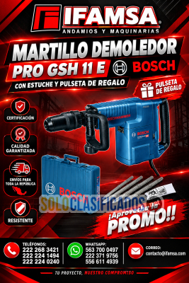 Solo Clasificados - MARTILLO DEMOLEDOR PRO GHS 11E BOSCH CONCRETO DE USO INDUSTRIAL - imagen: 1