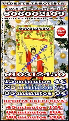 Solo Clasificados - VIDENTE PARA EL AMOR las 24 horas las mejores tarotistas Servicio de Tarot con Tarjeta  OFERTAS ESPECIALES 4 EUROS 15 MINUTOS   tarifa cer - imagen: 4