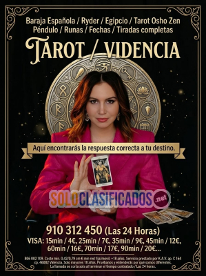Solo Clasificados - TAROT VISA CERRADA DESDE 4€ 15min/ 7€ 25min/ 9€ 35min / 10€ 40min /13€ 50min / 16€ 60min / 17€ 70min / 20€ 90min  Tarot e - imagen: 1