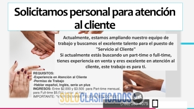 URGENTE NECESITAMOS 50 PERSONAS PARA SERVICIO AL CLIENTE... 