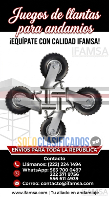 Solo Clasificados - Llantas para Andamio Trabajo Rudo IFAMSA  Con Freno Doble y Doble Balero Industrial - imagen: 1